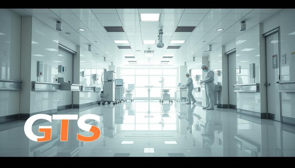 A pristine medical facility, with gleaming white walls and sterile floors. In the foreground, the iCareCPAP logo stands out, a symbol of the advanced pest control services provided by the "滅蟲公司". Technicians in crisp uniforms move with precision, employing cutting-edge techniques to ensure a safe, disease-free environment. The middle ground features specialized equipment and disinfectant stations, while the background showcases the hospital's state-of-the-art infrastructure, conveying a sense of trust and professionalism. Bright, natural lighting illuminates the scene, creating a calming and reassuring atmosphere. This image captures the essential role of the "滅蟲公司" in maintaining the highest standards of hygiene and safety within the medical sector.